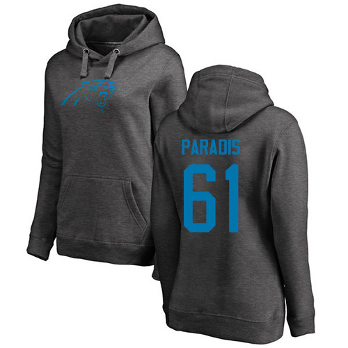 Carolina Panthers Ash Women Matt Paradis One Color NFL Football #61 Pullover Hoodie Sweatshirts